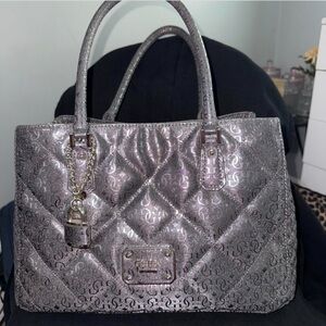 Guess Metallic Silver Shoulder Bag